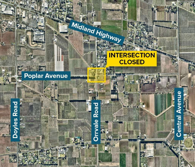 Map of works - Orrvale Road and Poplar Avenue