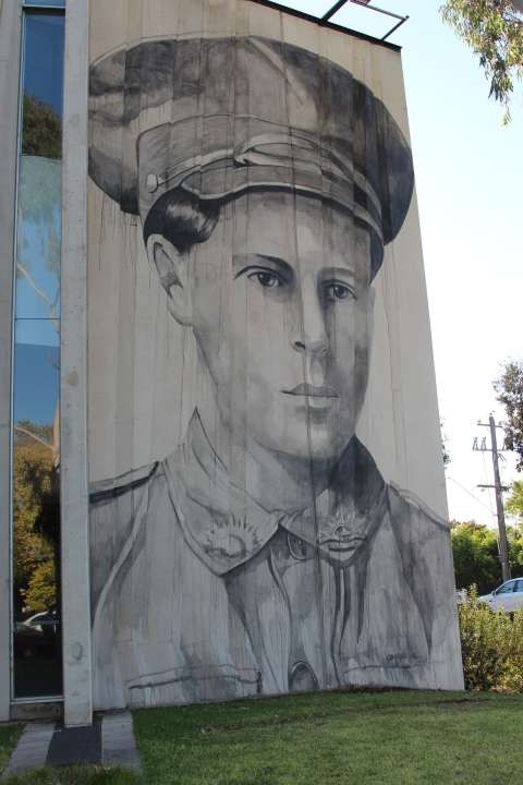 The mural of Private Daniel Cooper acknowledges the contribution of local Aboriginal people in military service for the nation.