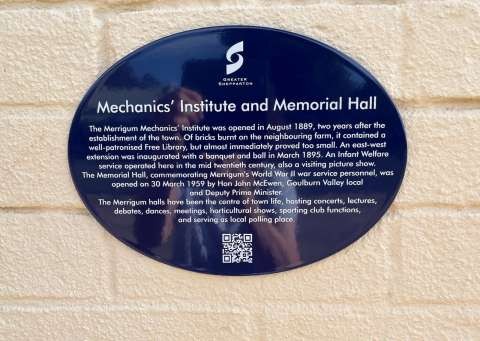Mechanics Institute and Memorial Hall Plaque