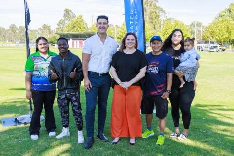 Point of Difference Studios Ofeira Satele - Performer Jonathan Junior - GSCC Mayor Cr Shane Sali - Shepparton Festival Director Kristen Retallick - Yum Yum May Owner Daniel Lim - Shepparton Festival S