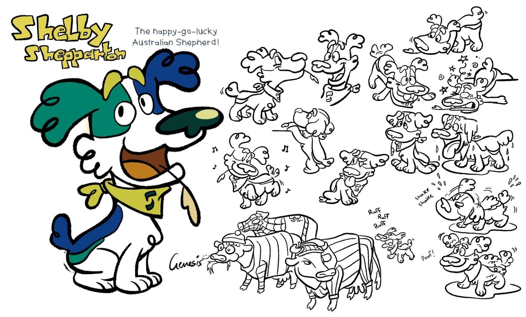 Character design sheet for the winning mascot, Shelby.